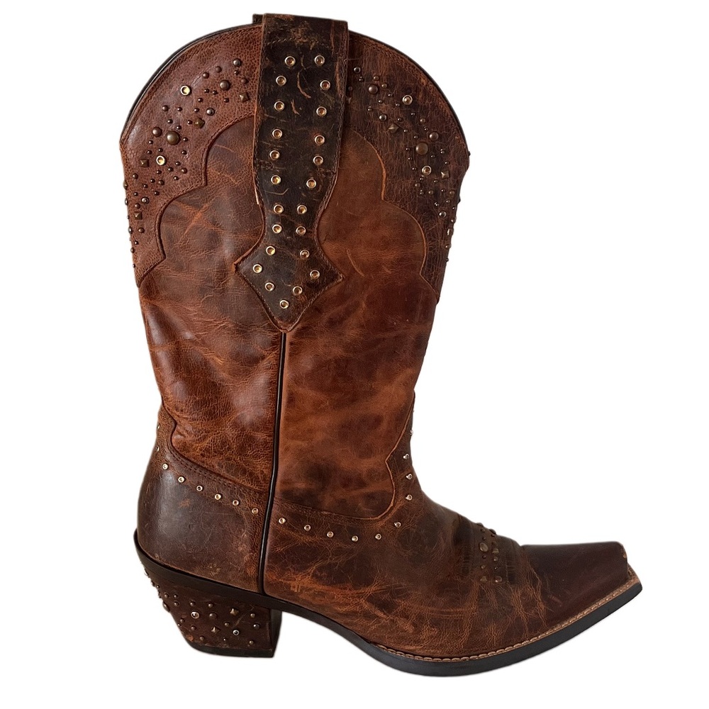 Ariat Sassy Brown Rhinestone Studded Distressed Leather Cowgirl Boots 10 Western